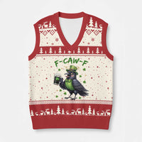 F Caw F Raven Lover V-Neck Knit Sweater Vest Funny St Patricks Day Gift