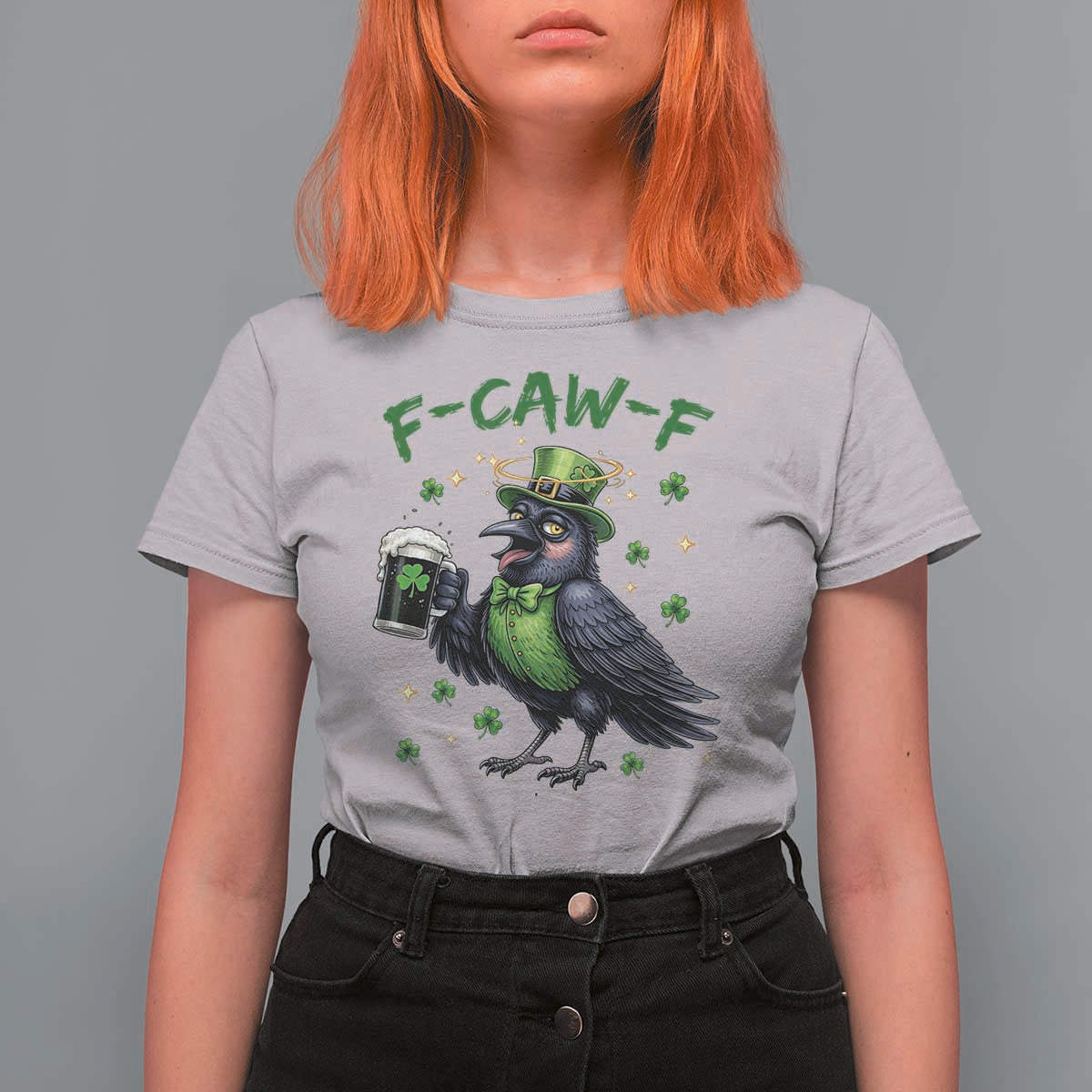F Caw F Raven Lover T Shirt For Women Funny St Patricks Day Gift