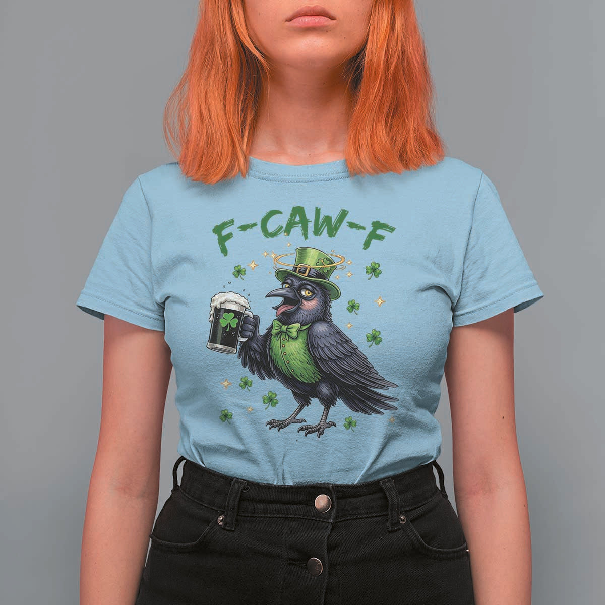 F Caw F Raven Lover T Shirt For Women Funny St Patricks Day Gift