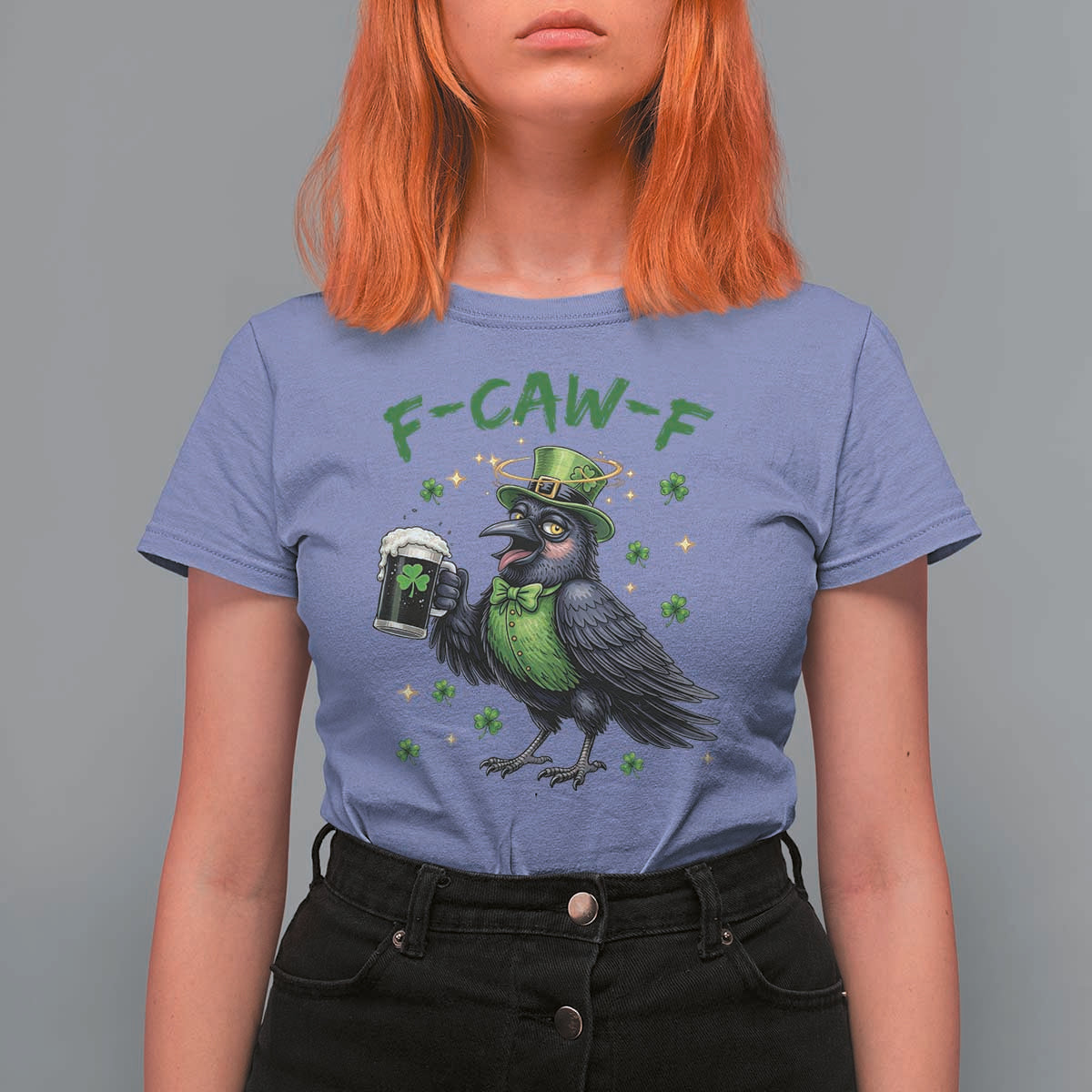 F Caw F Raven Lover T Shirt For Women Funny St Patricks Day Gift