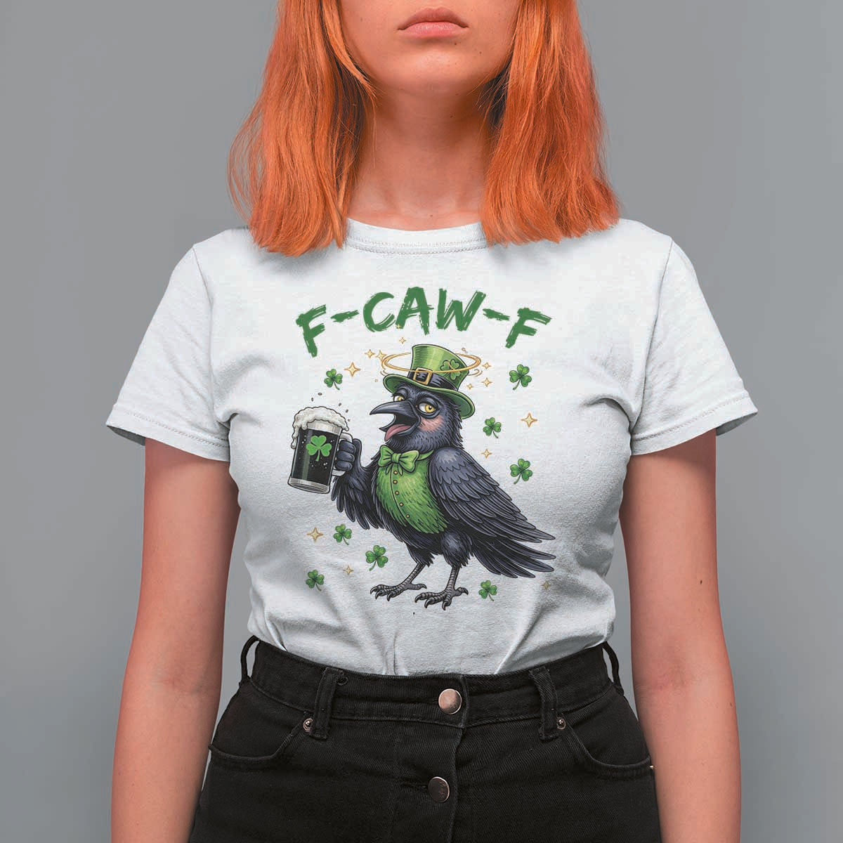 F Caw F Raven Lover T Shirt For Women Funny St Patricks Day Gift