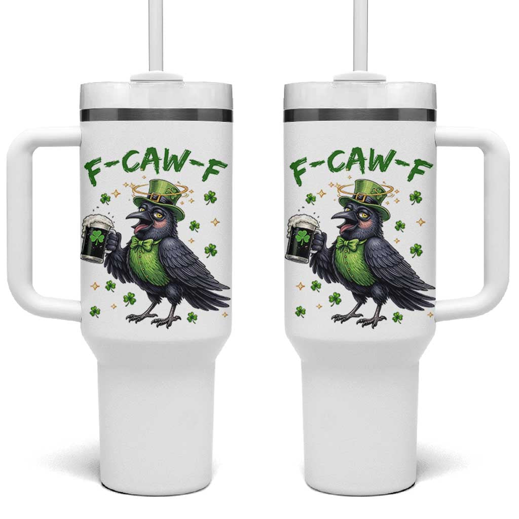 F Caw F Raven Lover Tumbler With Handle Funny St Patricks Day Gift
