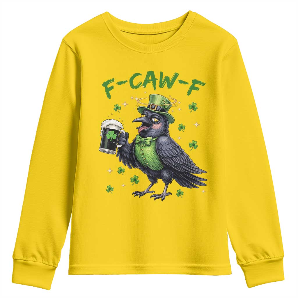 F Caw F Raven Lover Youth Sweatshirt Funny St Patricks Day Gift