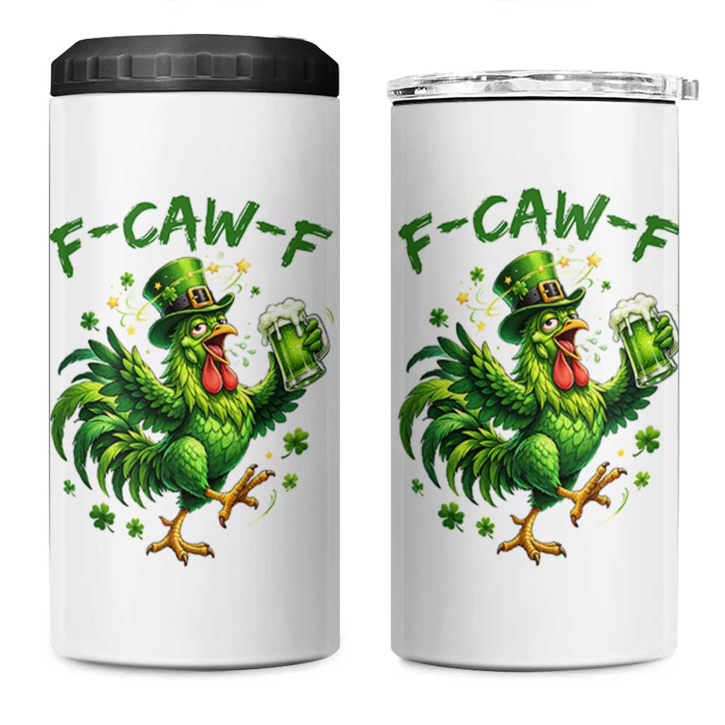 F Caw F Drunk Irish Chicken 4 in 1 Can Cooler Tumbler Funny St Patricks Day Gift