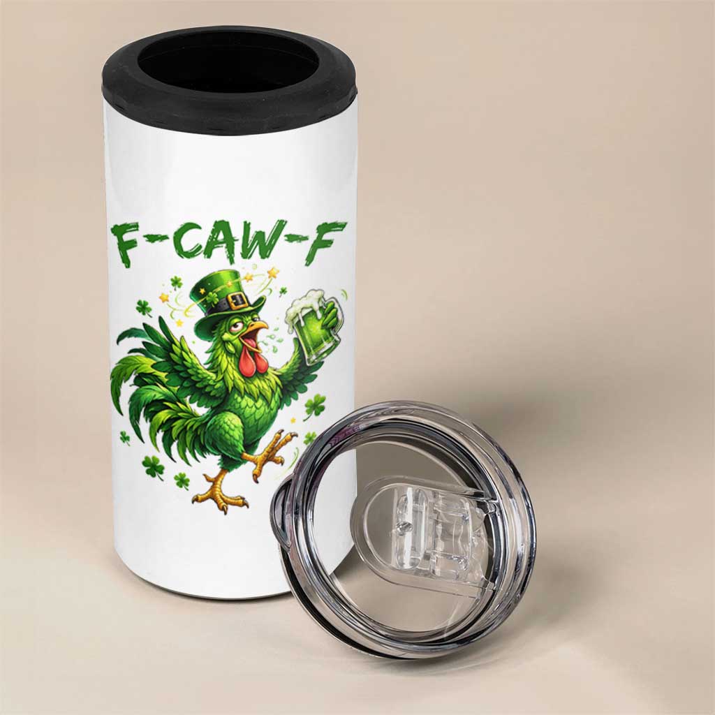 F Caw F Drunk Irish Chicken 4 in 1 Can Cooler Tumbler Funny St Patricks Day Gift