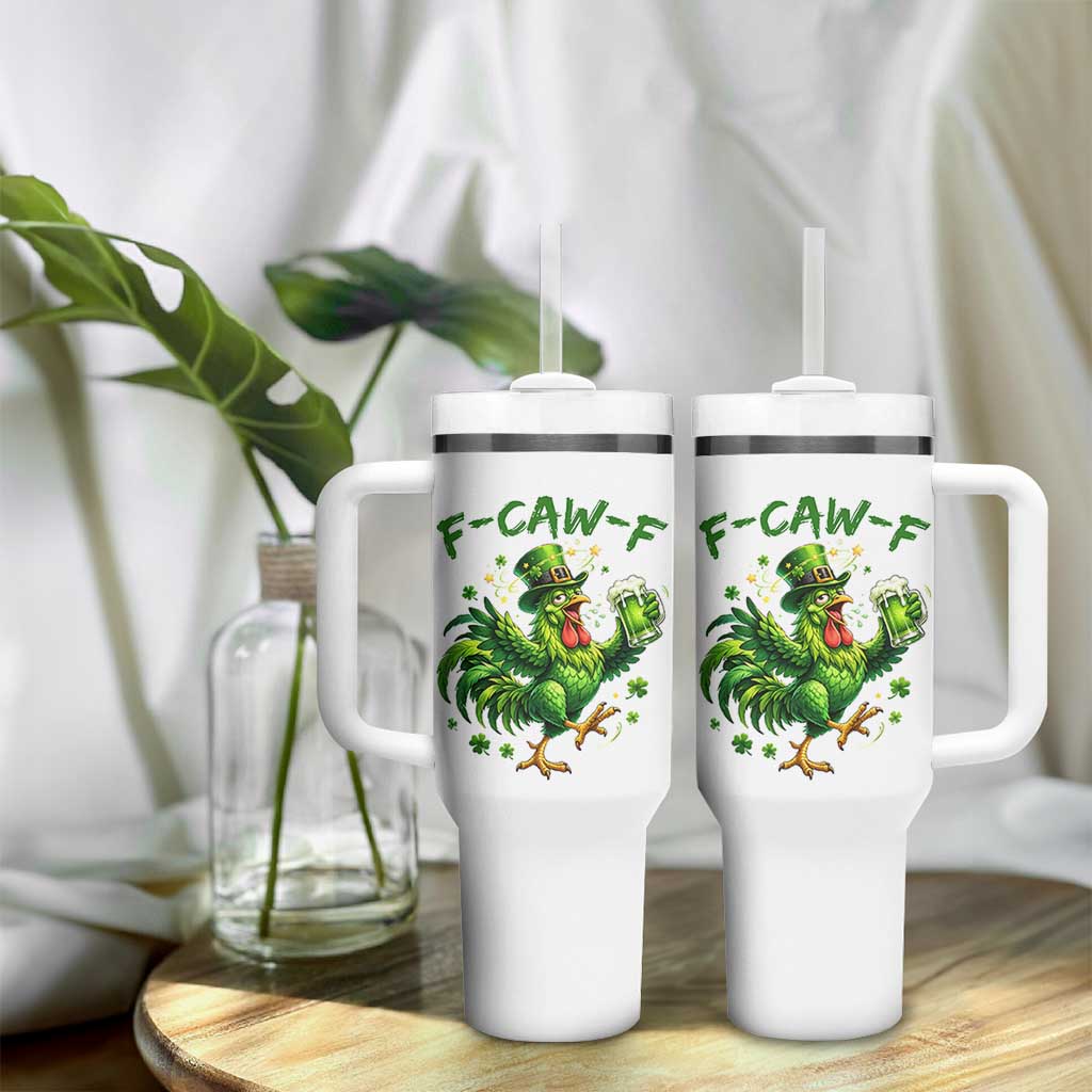 F Caw F Drunk Irish Chicken Tumbler With Handle Funny St Patricks Day Gift