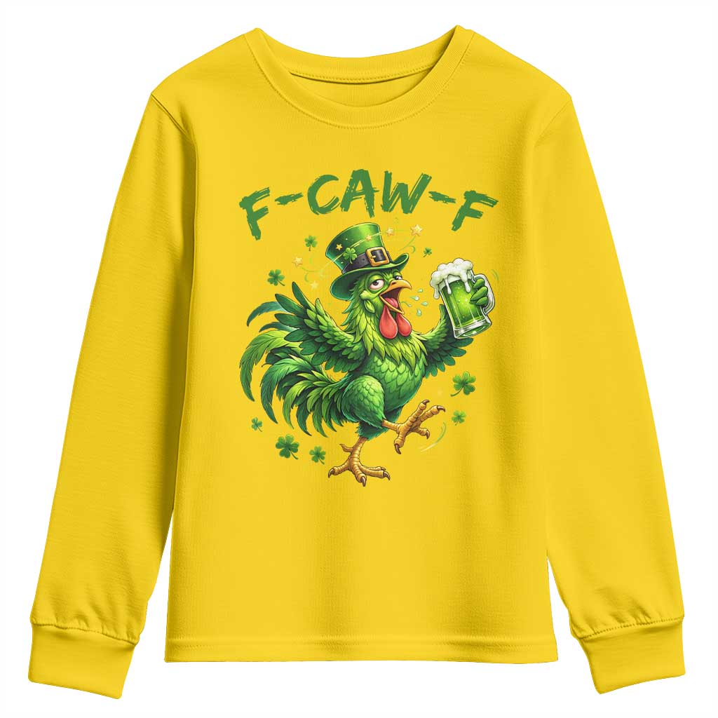 F Caw F Drunk Irish Chicken Youth Sweatshirt Funny St Patricks Day Gift