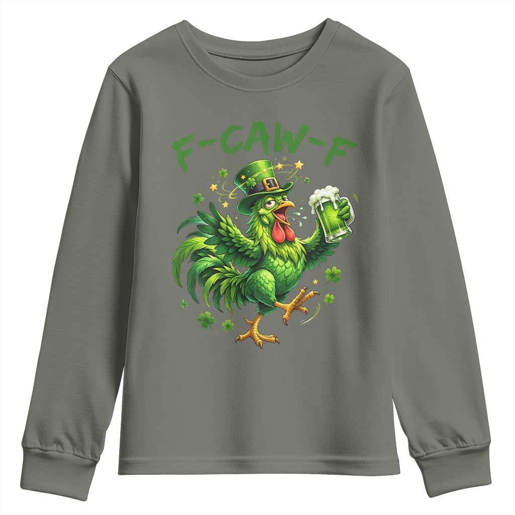 F Caw F Drunk Irish Chicken Youth Sweatshirt Funny St Patricks Day Gift