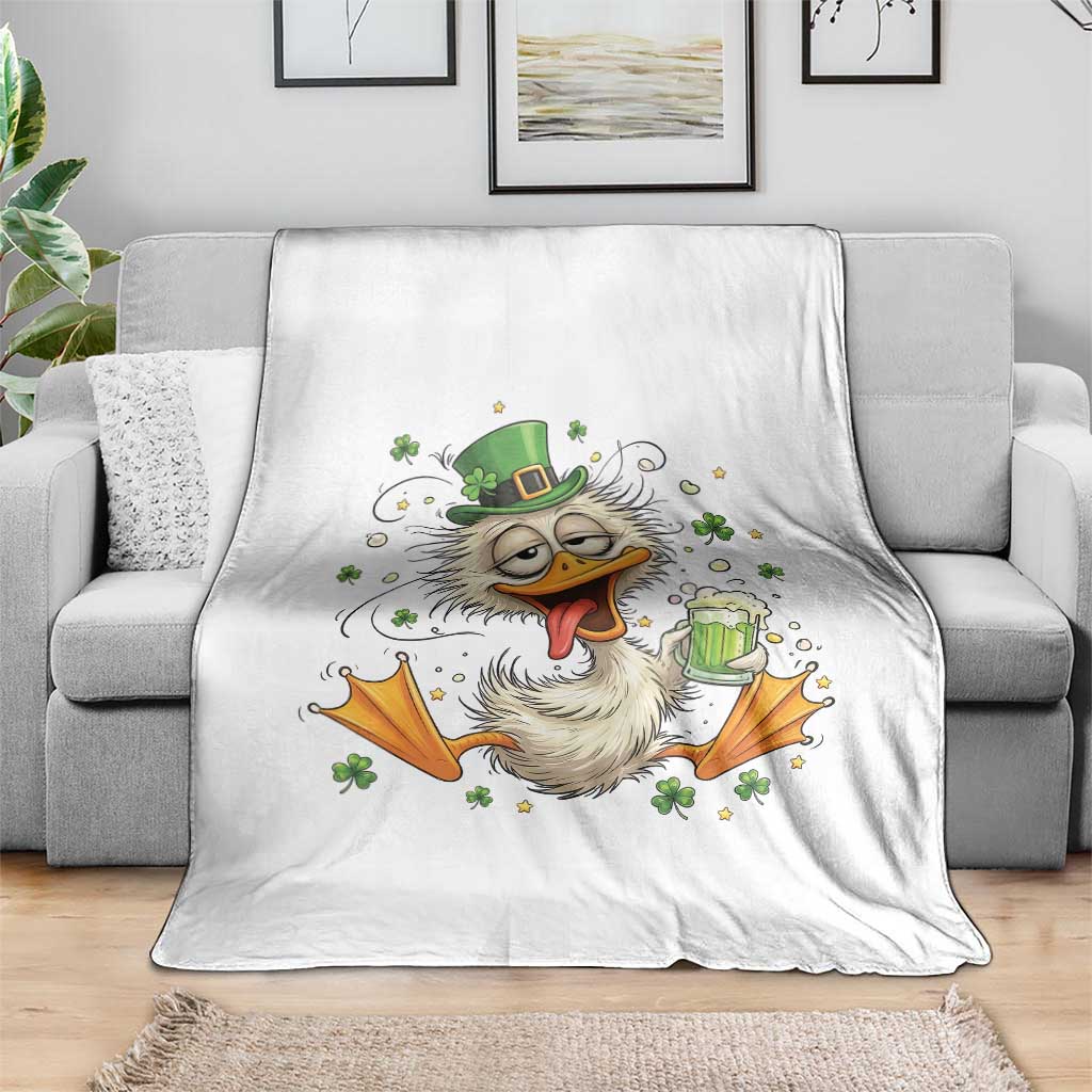Funny Drunk Irish Duck Throw Blanket St Patricks Day Gift