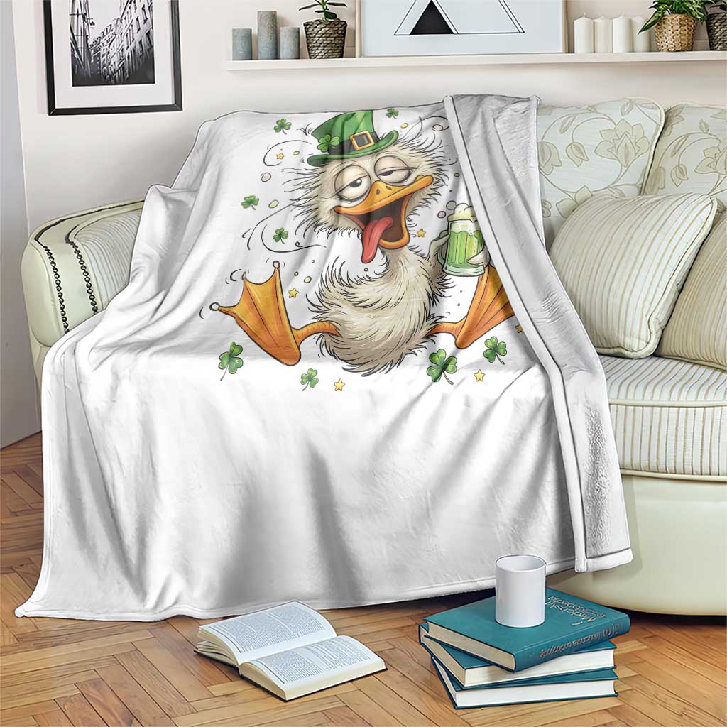 Funny Drunk Irish Duck Throw Blanket St Patricks Day Gift