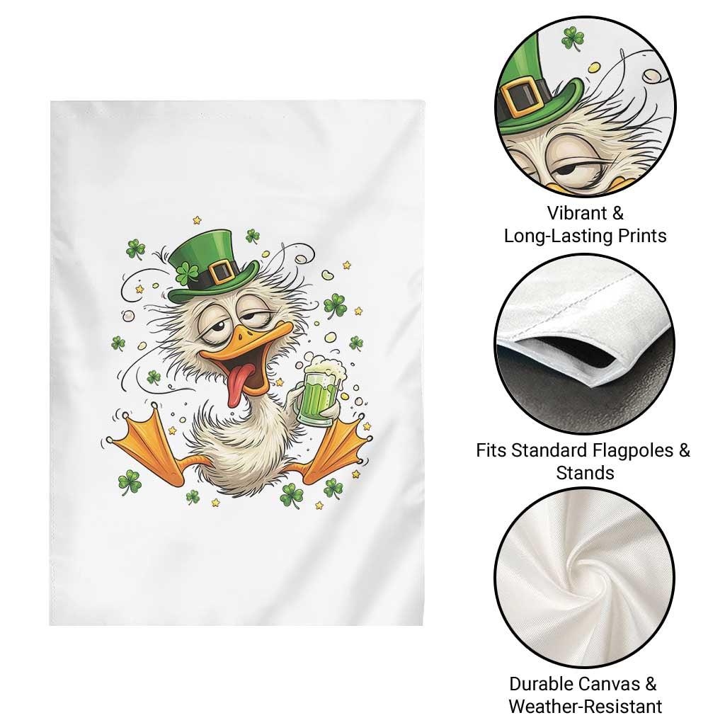 Funny Drunk Irish Duck Garden Flag St Patricks Day Gift