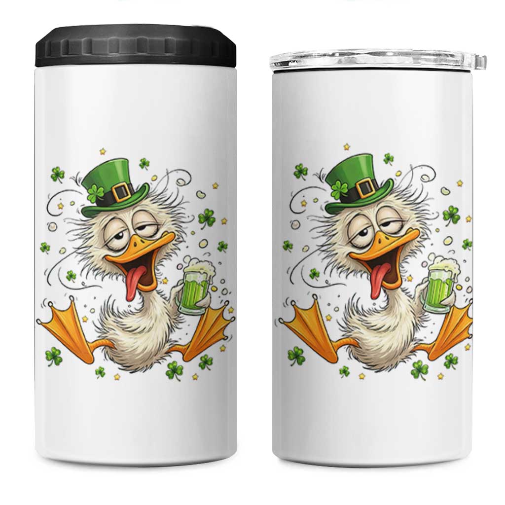 Funny Drunk Irish Duck 4 in 1 Can Cooler Tumbler St Patricks Day Gift