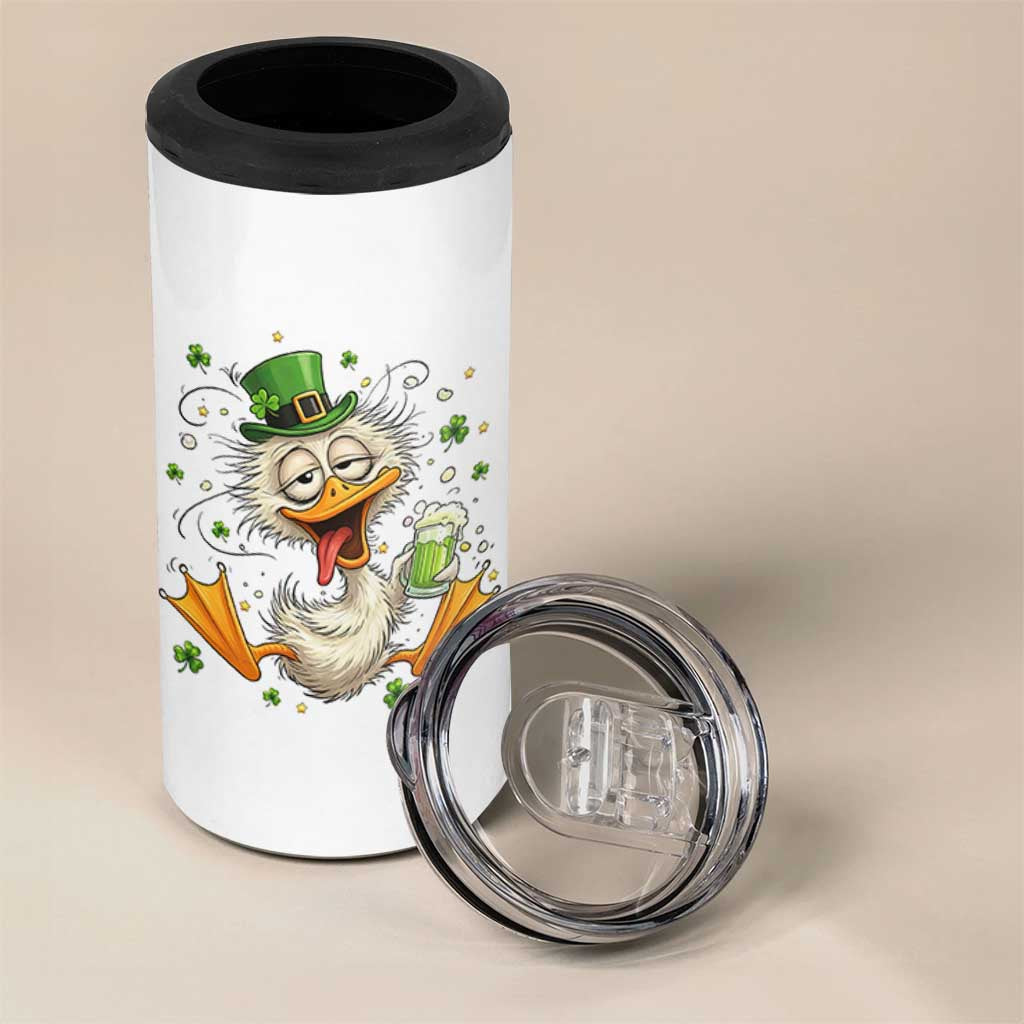 Funny Drunk Irish Duck 4 in 1 Can Cooler Tumbler St Patricks Day Gift
