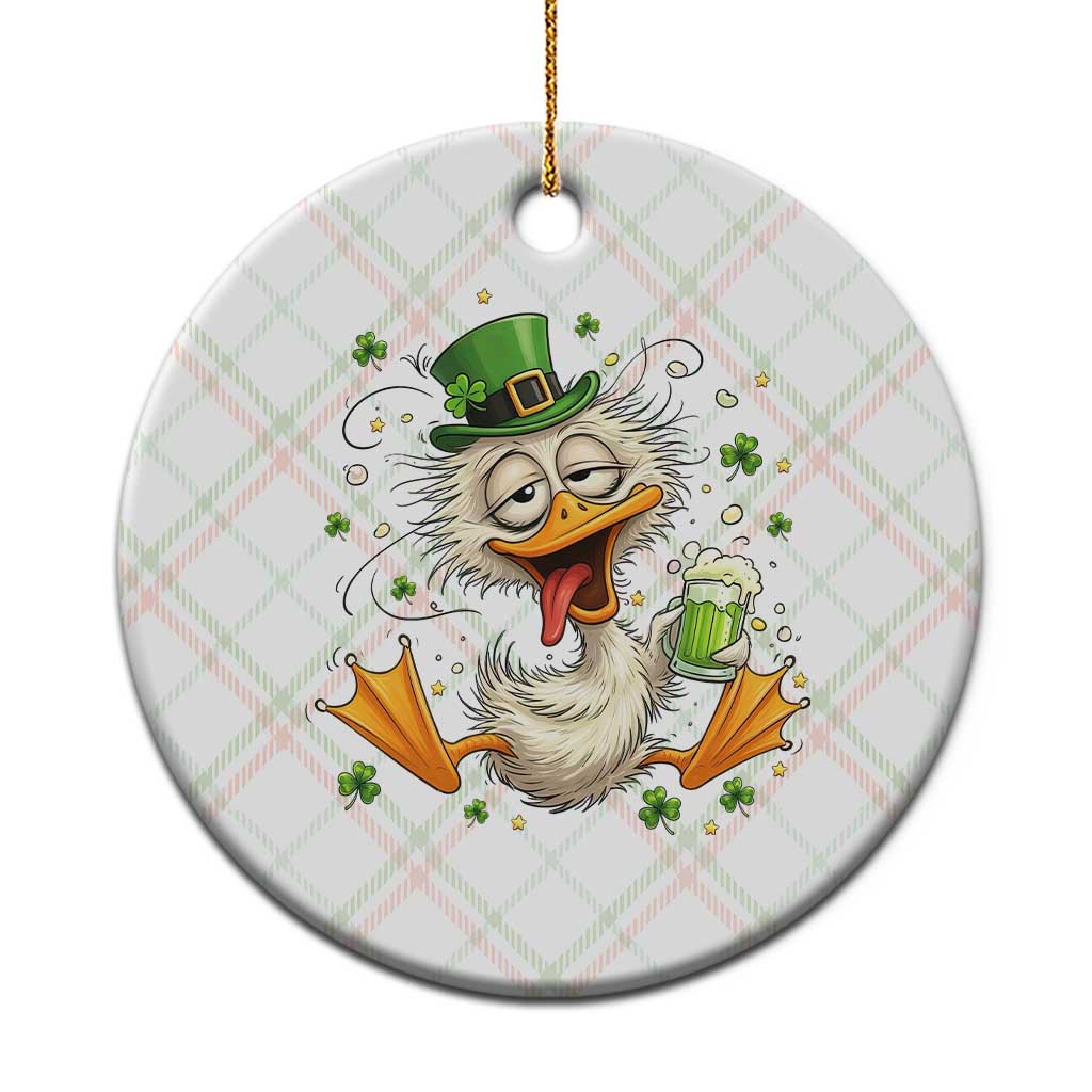 Funny Drunk Irish Duck Ceramic Ornament St Patricks Day Gift