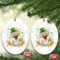 Funny Drunk Irish Duck Ceramic Ornament St Patricks Day Gift