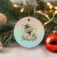 Funny Drunk Irish Duck Ceramic Ornament St Patricks Day Gift