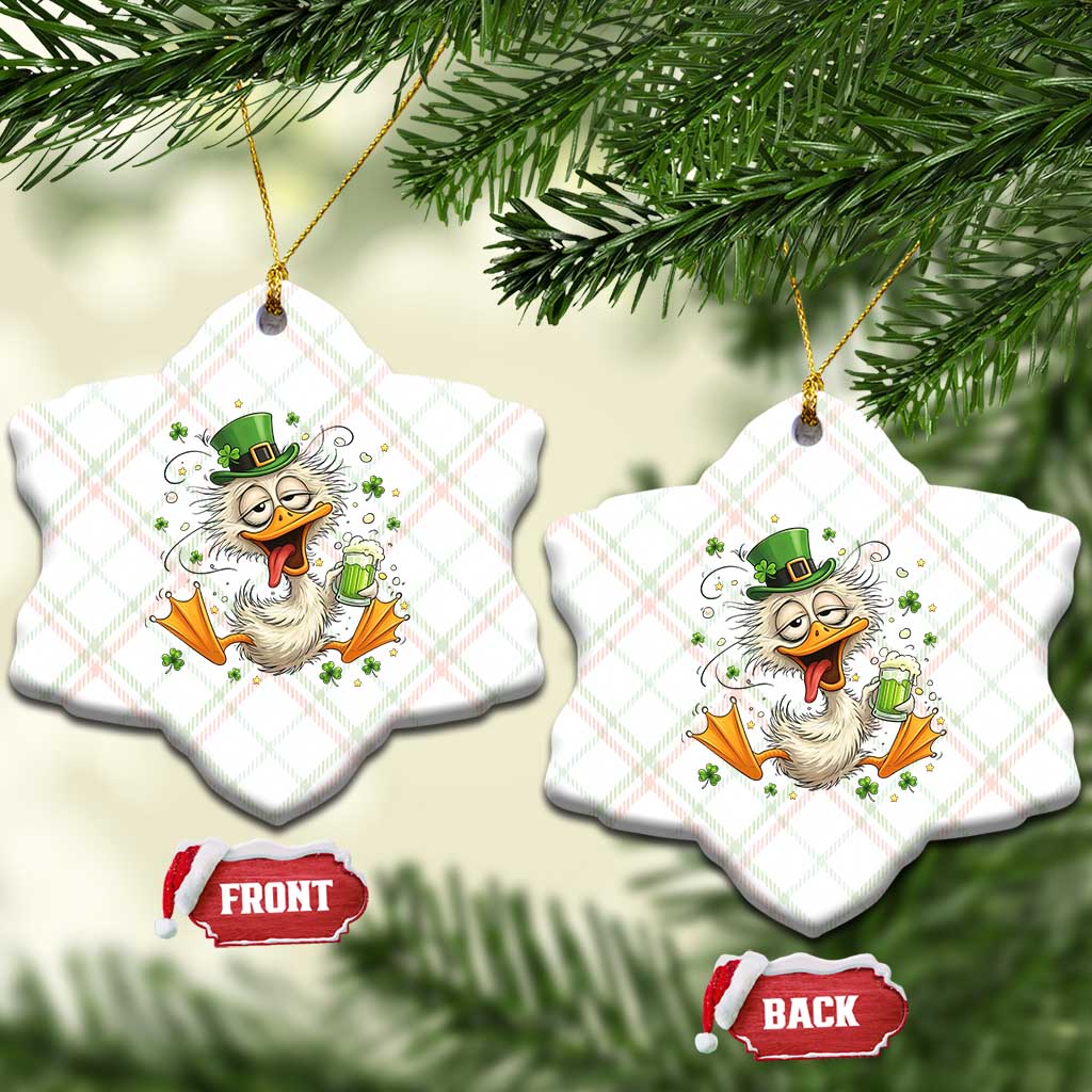 Funny Drunk Irish Duck Ceramic Ornament St Patricks Day Gift