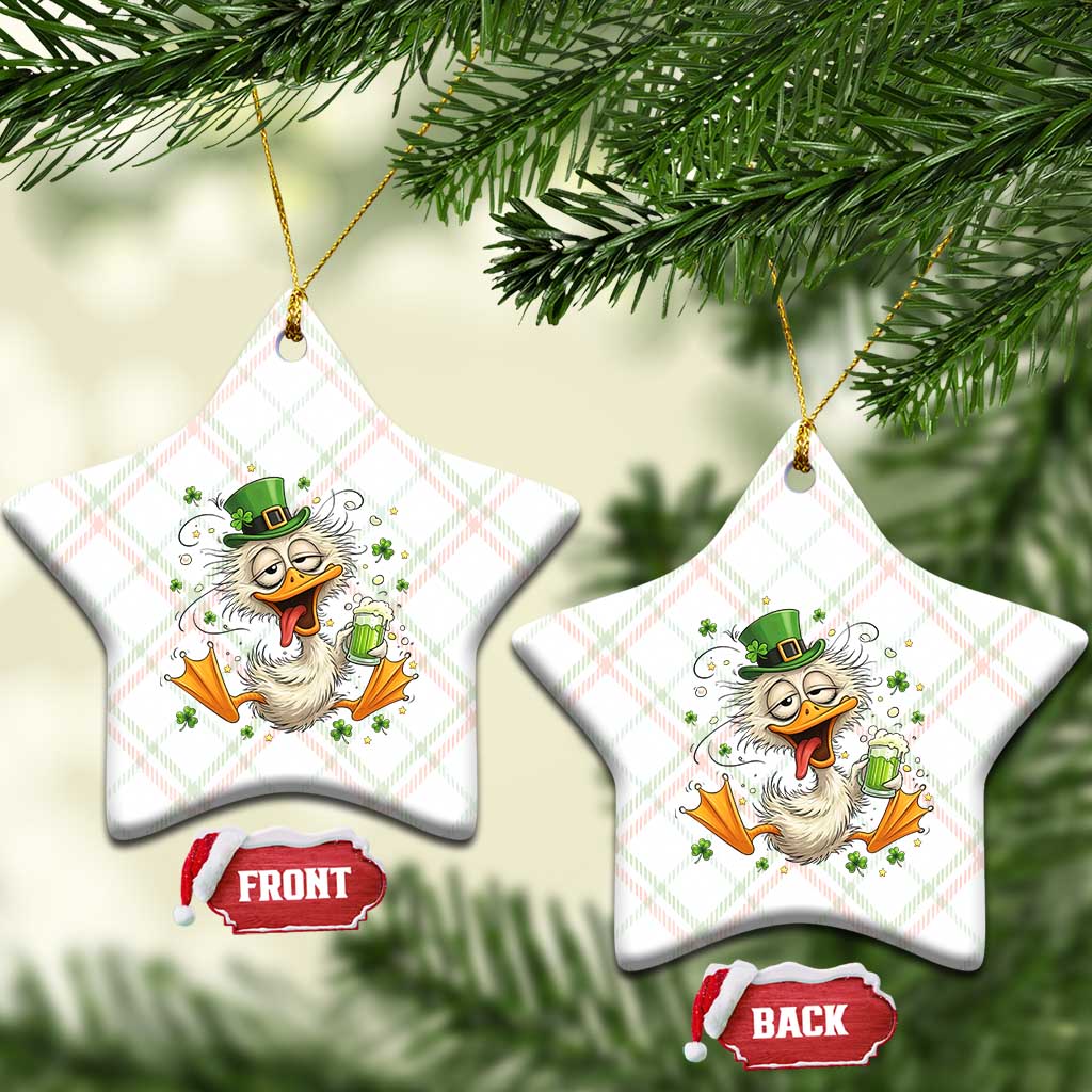Funny Drunk Irish Duck Ceramic Ornament St Patricks Day Gift