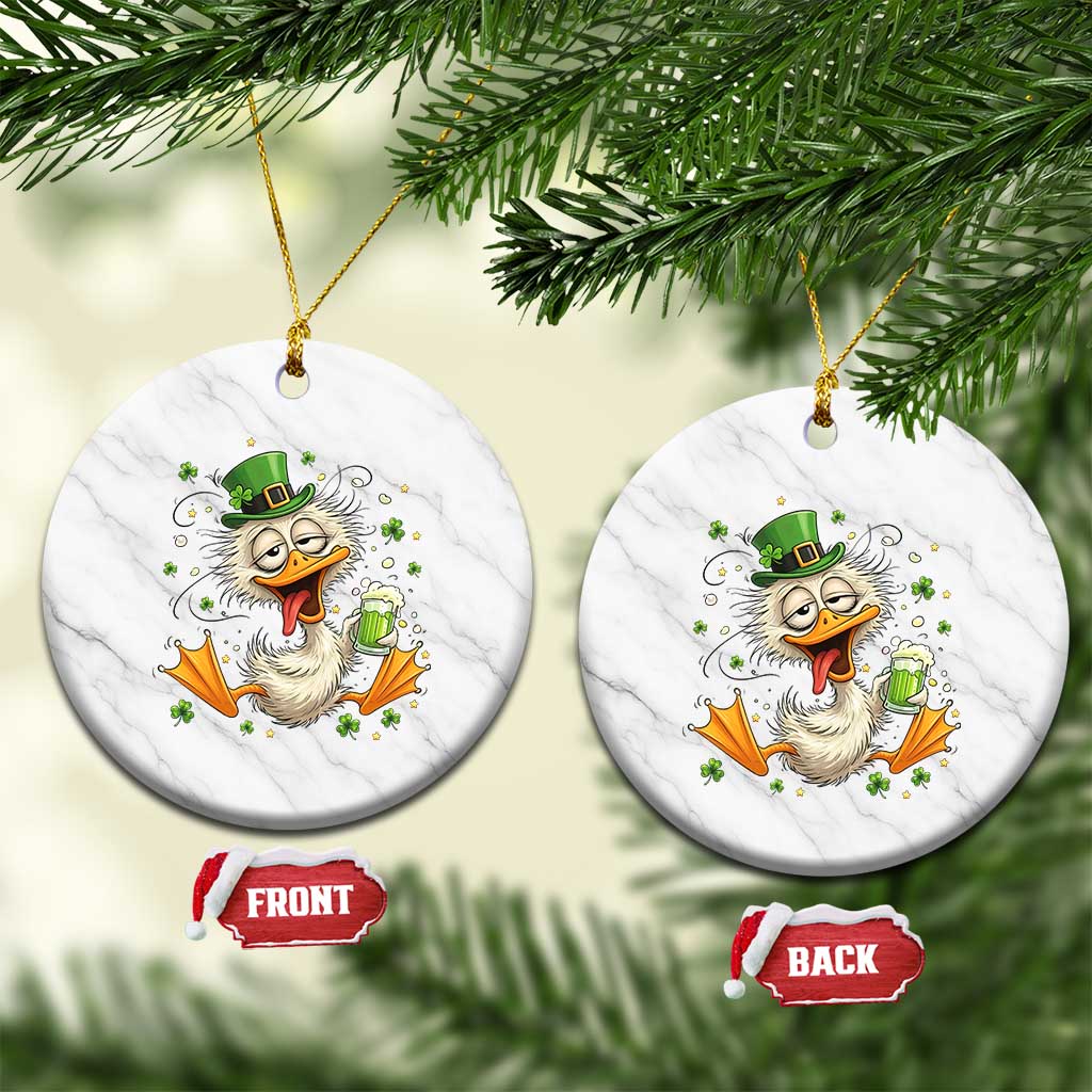 Funny Drunk Irish Duck Ceramic Ornament St Patricks Day Gift