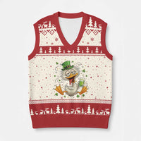 Funny Drunk Irish Duck V-Neck Knit Sweater Vest St Patricks Day Gift