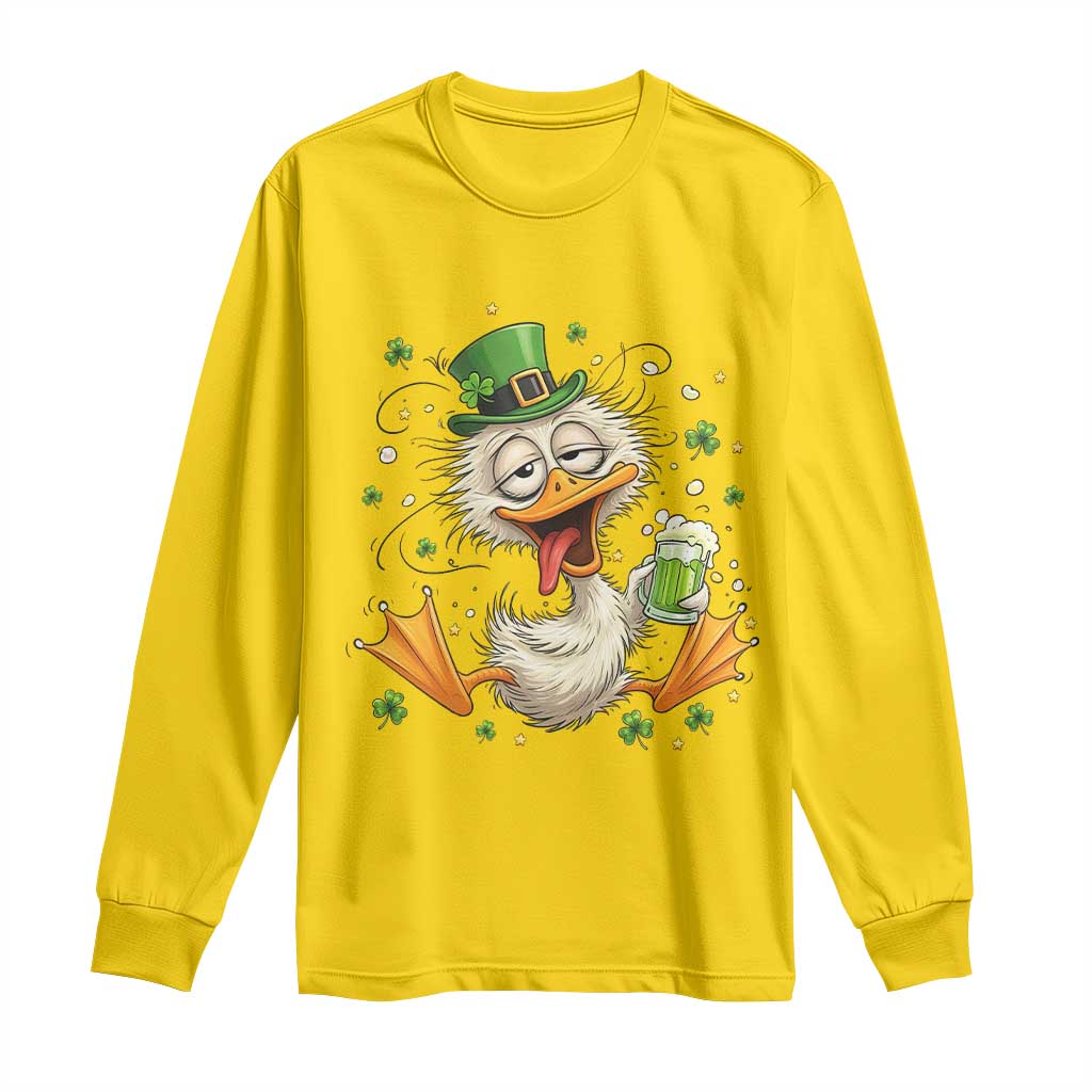 Funny Drunk Irish Duck Long Sleeve Shirt St Patricks Day Gift
