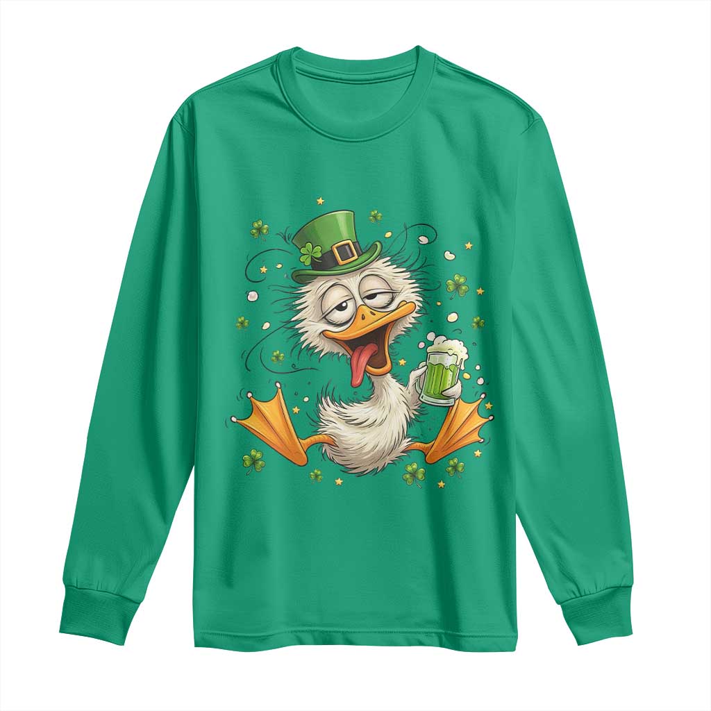 Funny Drunk Irish Duck Long Sleeve Shirt St Patricks Day Gift