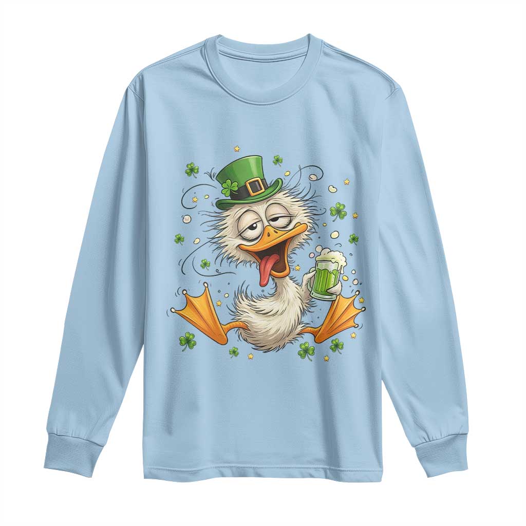 Funny Drunk Irish Duck Long Sleeve Shirt St Patricks Day Gift