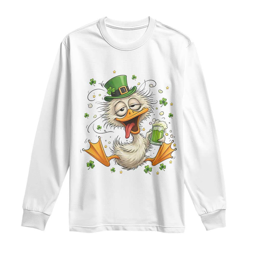 Funny Drunk Irish Duck Long Sleeve Shirt St Patricks Day Gift
