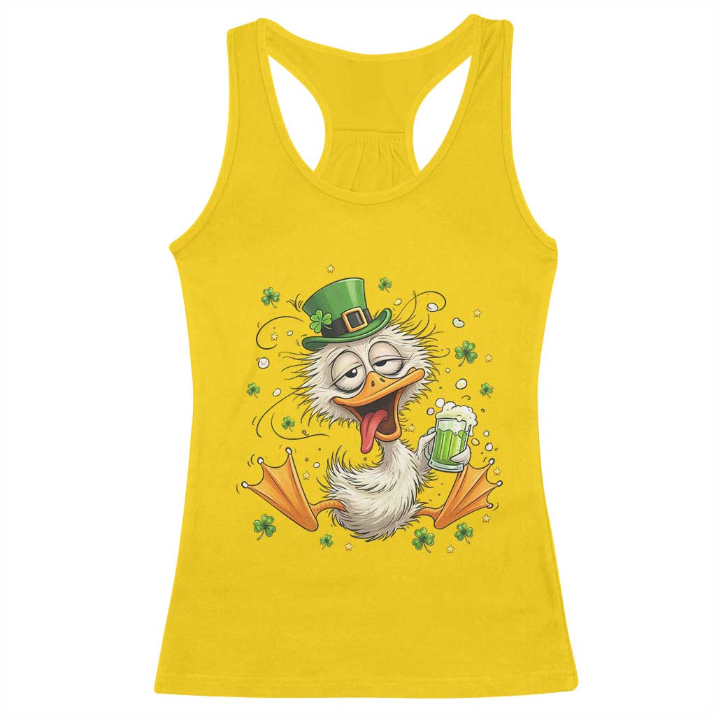 Funny Drunk Irish Duck Racerback Tank Top St Patricks Day Gift