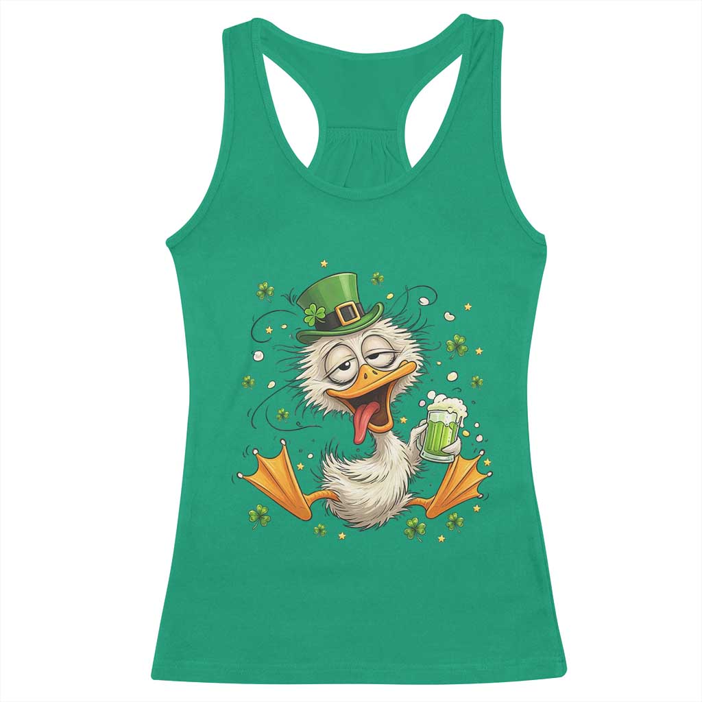 Funny Drunk Irish Duck Racerback Tank Top St Patricks Day Gift
