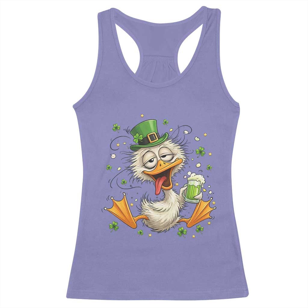 Funny Drunk Irish Duck Racerback Tank Top St Patricks Day Gift