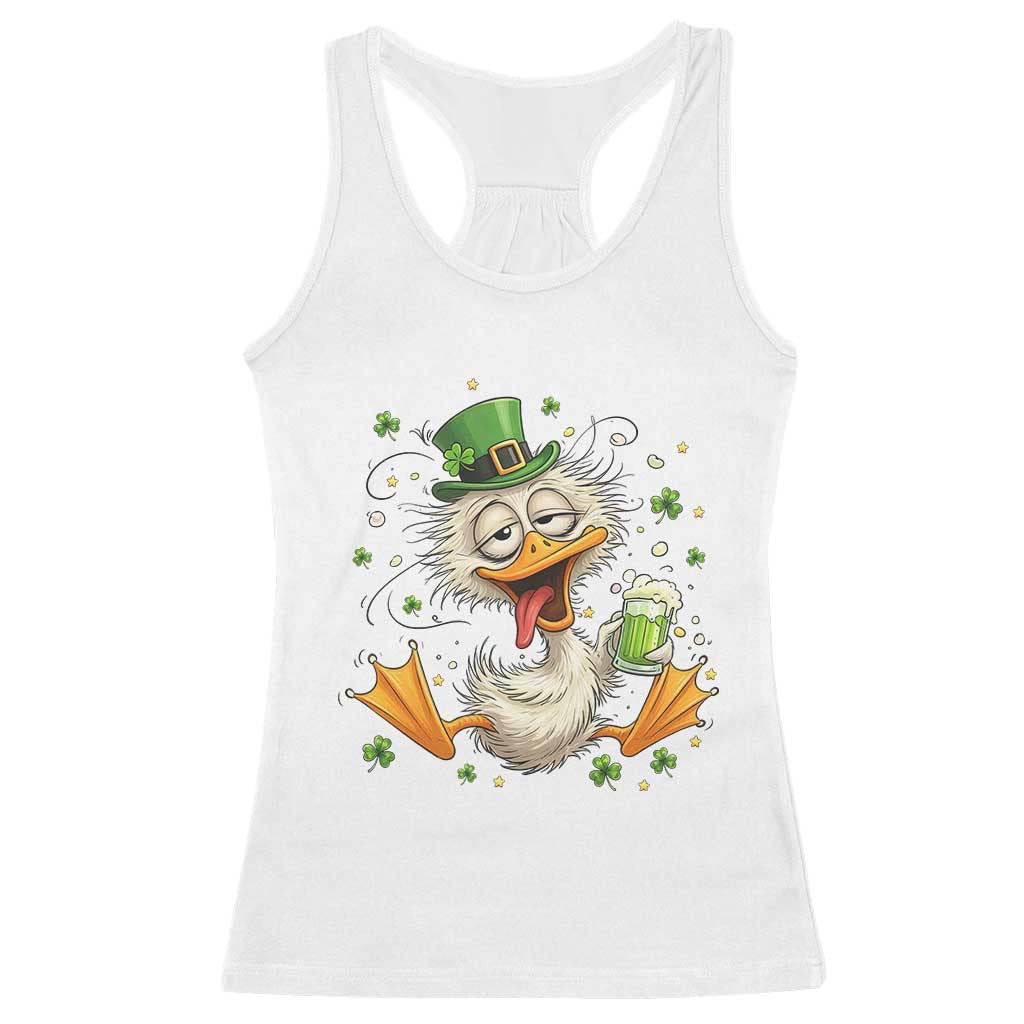 Funny Drunk Irish Duck Racerback Tank Top St Patricks Day Gift