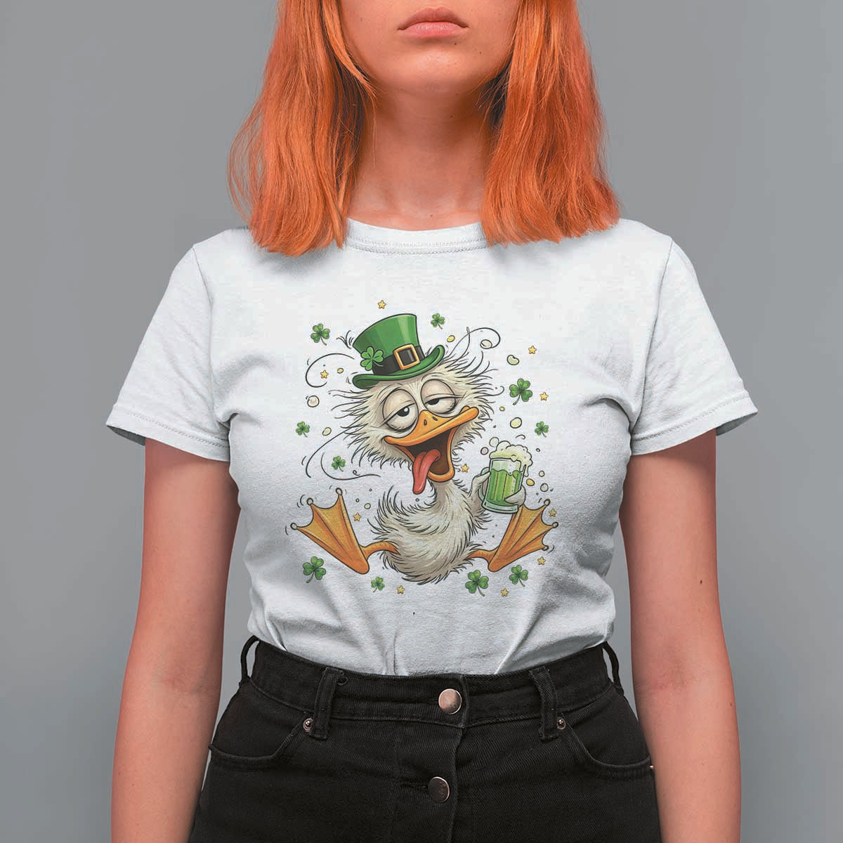 Funny Drunk Irish Duck T Shirt For Women St Patricks Day Gift