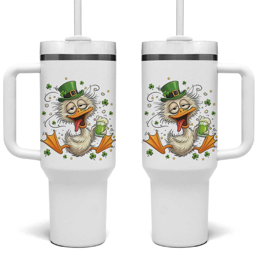 Funny Drunk Irish Duck Tumbler With Handle St Patricks Day Gift