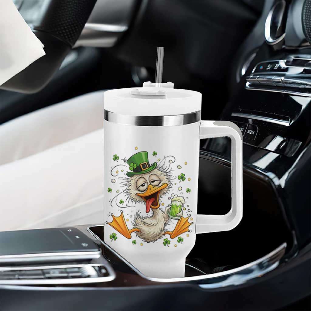 Funny Drunk Irish Duck Tumbler With Handle St Patricks Day Gift
