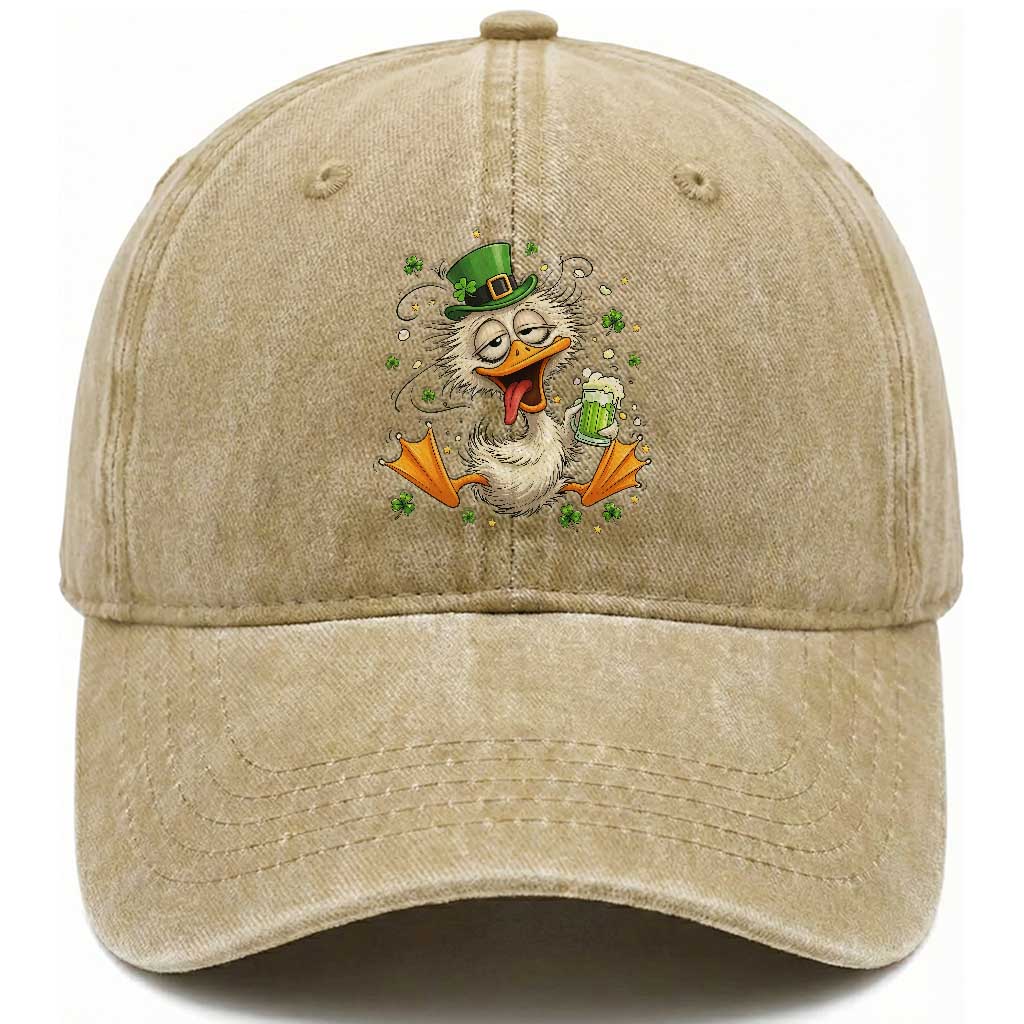 Funny Drunk Irish Duck Washed Cotton Baseball Cap St Patricks Day Gift