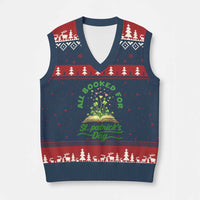 All Booked For St Patricks Day V-Neck Knit Sweater Vest Irish Reader Gift