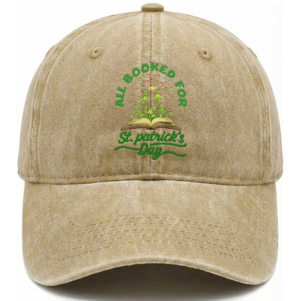 All Booked For St Patricks Day Washed Cotton Baseball Cap Irish Reader Gift