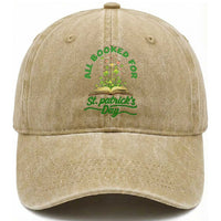 All Booked For St Patricks Day Washed Cotton Baseball Cap Irish Reader Gift