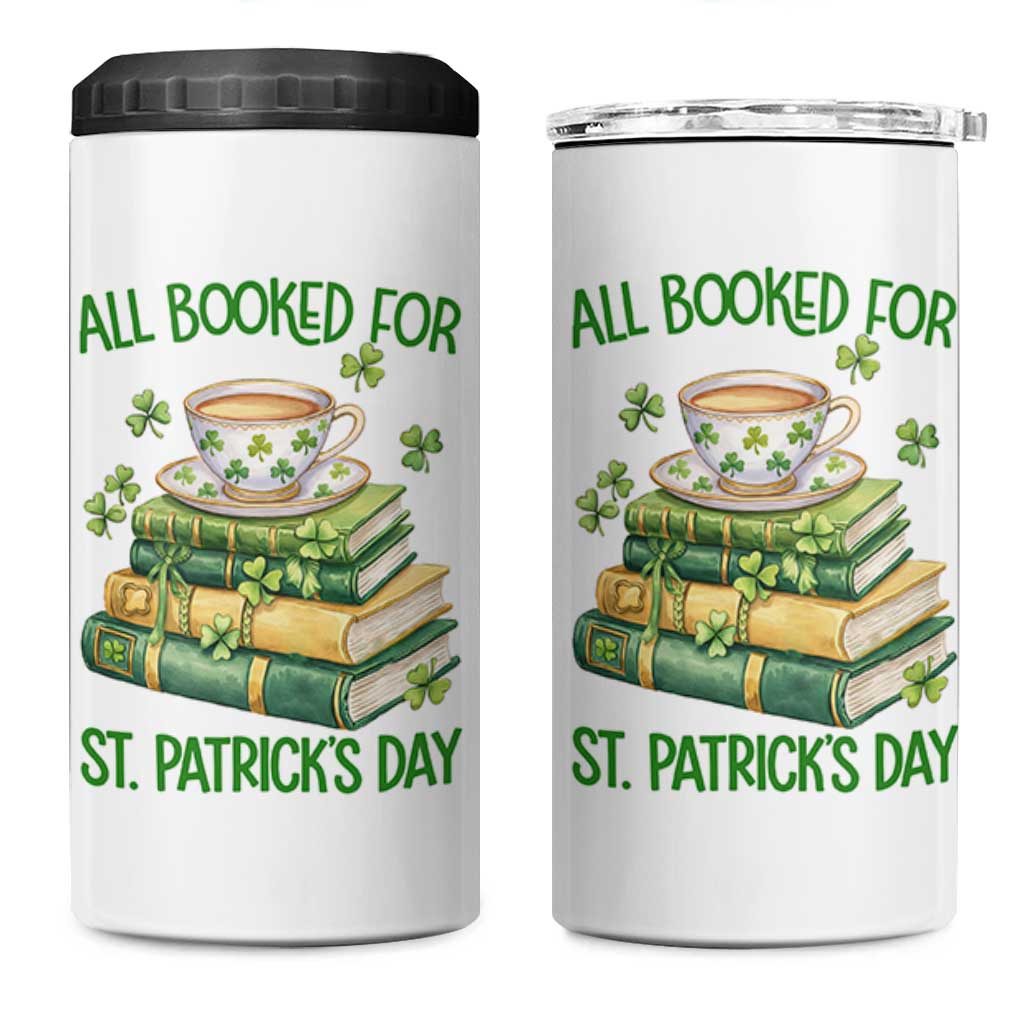 All Booked For St Patricks Day 4 in 1 Can Cooler Tumbler Gift For Book Lovers