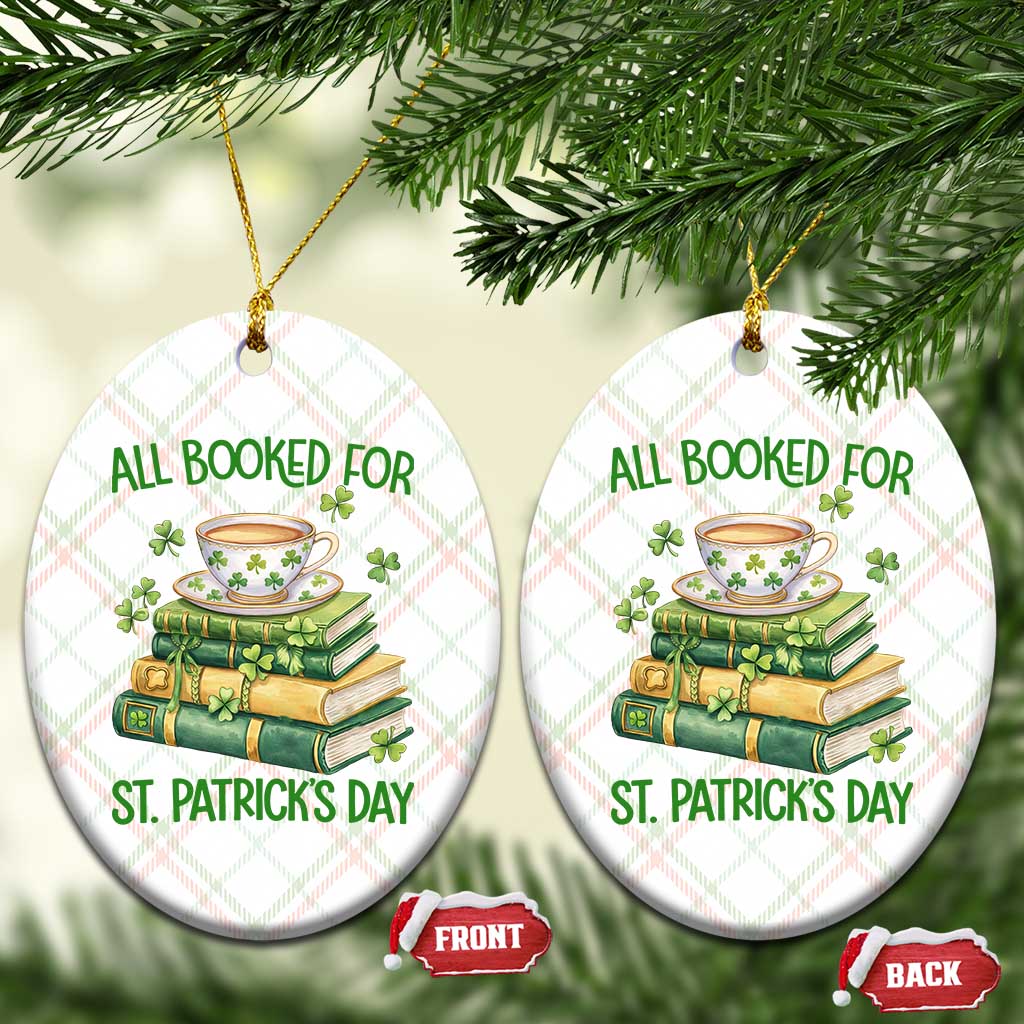 All Booked For St Patricks Day Ceramic Ornament Gift For Book Lovers