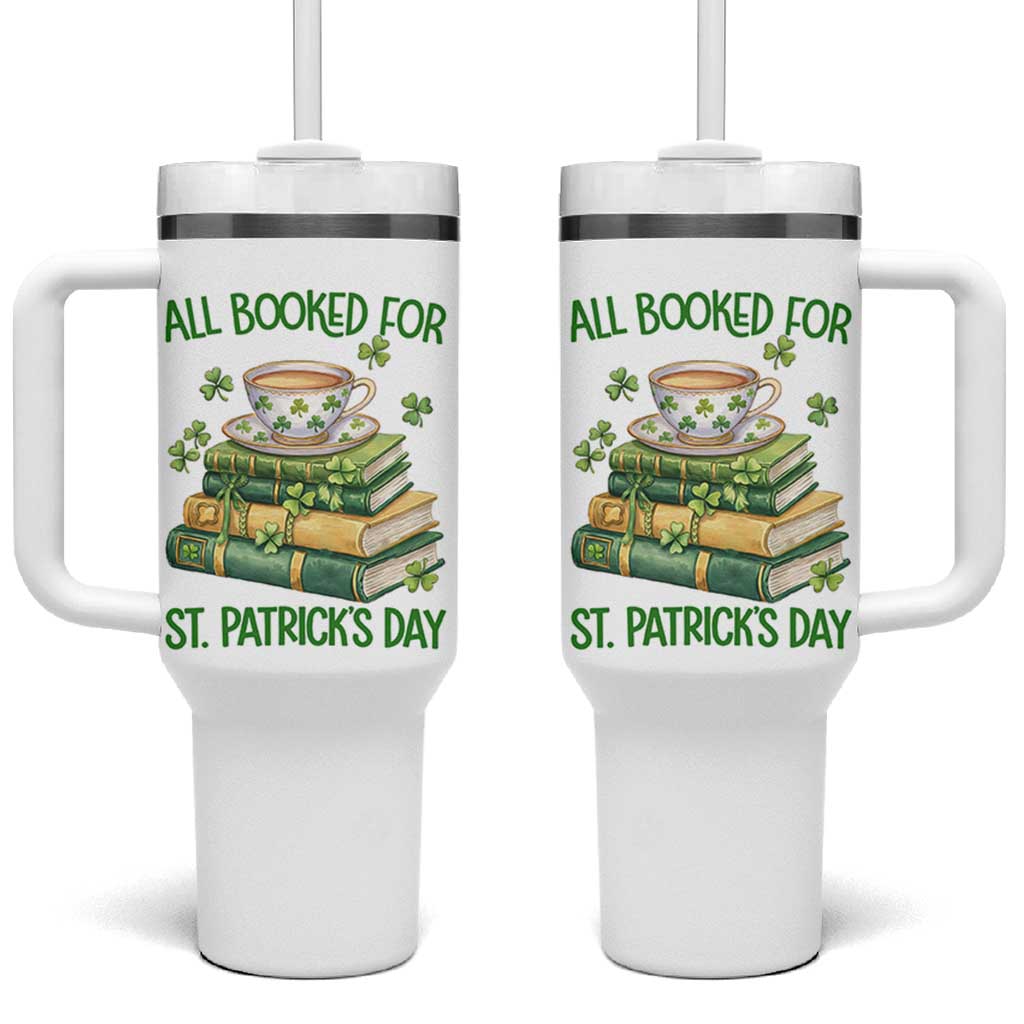 All Booked For St Patricks Day Tumbler With Handle Gift For Book Lovers