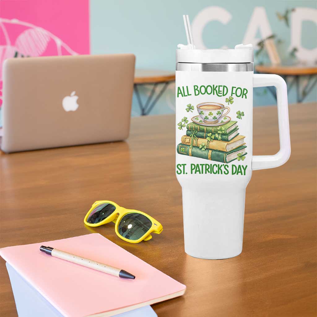 All Booked For St Patricks Day Tumbler With Handle Gift For Book Lovers