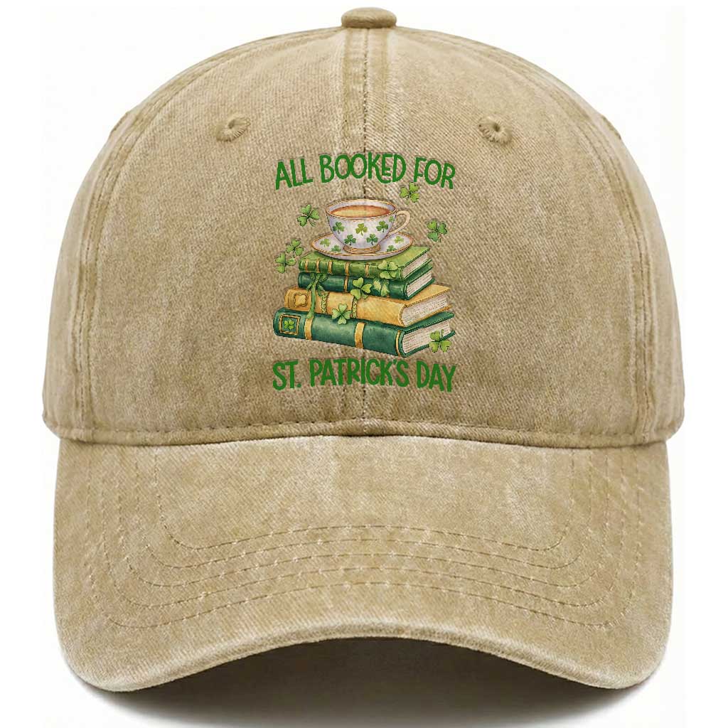 All Booked For St Patricks Day Washed Cotton Baseball Cap Gift For Book Lovers