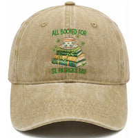 All Booked For St Patricks Day Washed Cotton Baseball Cap Gift For Book Lovers