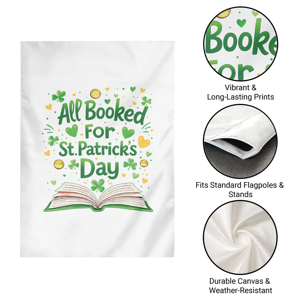 All Booked For St Patricks Day Garden Flag Irish Bookworm Gift