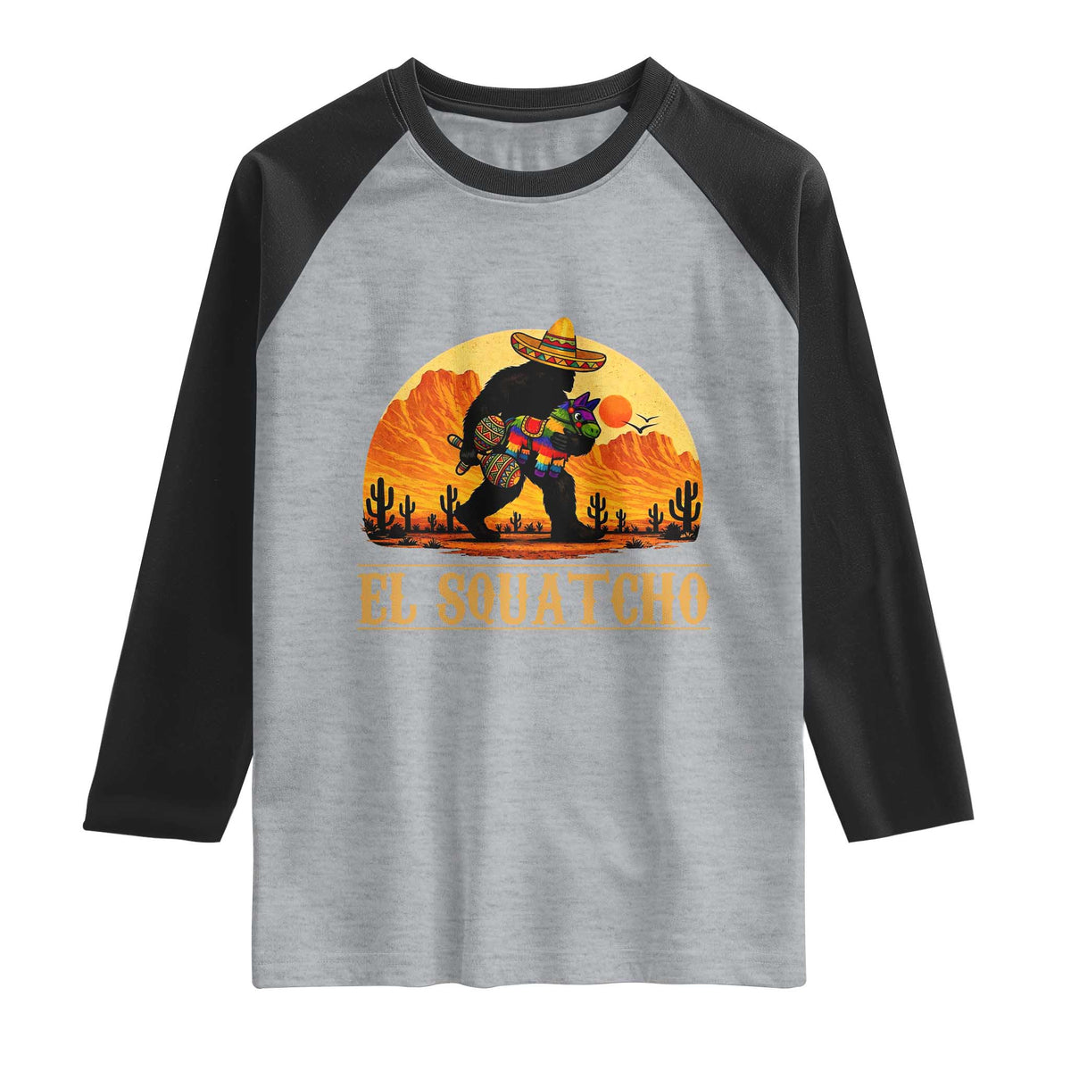 Funny El Squatcho Cinco De Mayo Fiesta Gift Raglan Shirt