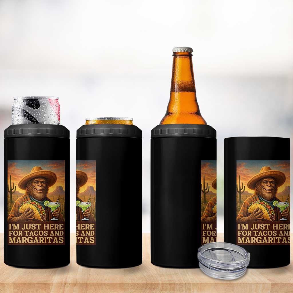 Funny El Squatcho Cinco De Mayo 4 in 1 Can Cooler Tumbler Just Here For Tacos And Margaritas