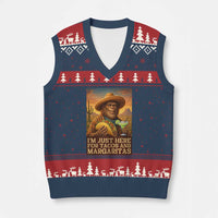 Funny El Squatcho Cinco De Mayo V-Neck Knit Sweater Vest Just Here For Tacos And Margaritas