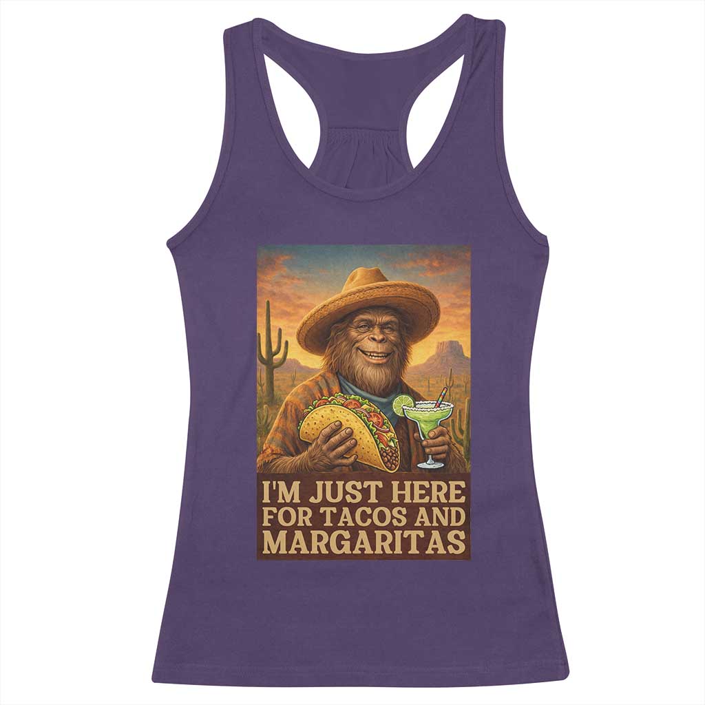Funny El Squatcho Cinco De Mayo Racerback Tank Top Just Here For Tacos And Margaritas